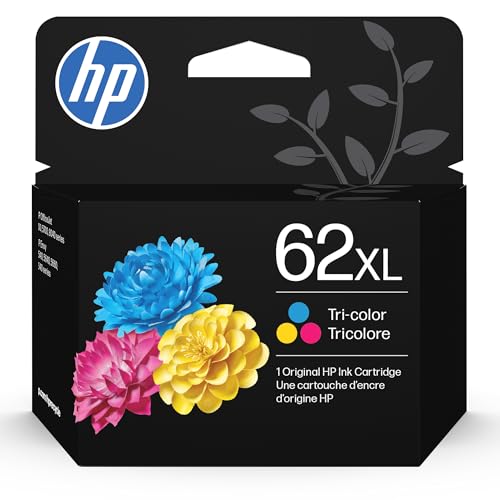 HP 62XL Tri-color High-yield Ink Cartridge | Works with Printer Series: ENVY 5540, 5640, 5660, 7640; OfficeJet 5740, 8040; OfficeJet Mobile 200, 250 | Eligible for Instant Ink | C2P07AN