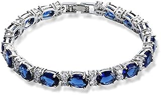 Hanie Tennis Bracelet for Women, White Gold Plated Tennis Bracelet Bangle with AAAAA Cubic Zirconia Crystal, 3 Color Red/Blue/Green Bracelets, Gift for Mother Wife Girlfriend on Bithday Mothers Day