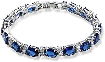 Women's White Gold Plated Bracelet with Oval Cubic Zirconia, Elegant Jewellery Bracelet , Hypoallergenic Unisex Bracelet for Women, Men, Party Birthday Gift