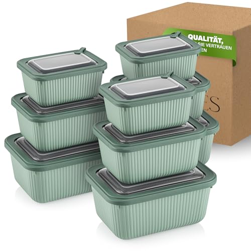 Viwares Frischhaltedosen im 9er Set mit transparentem Ventildeckel, Aufbewahrungsbehälter, Küche, stapelbar, BPA-frei, Kunststoff, Mikrowellen/Kühlschrankgeeignet, 3 Größen (650ml/1050ml/1750ml)