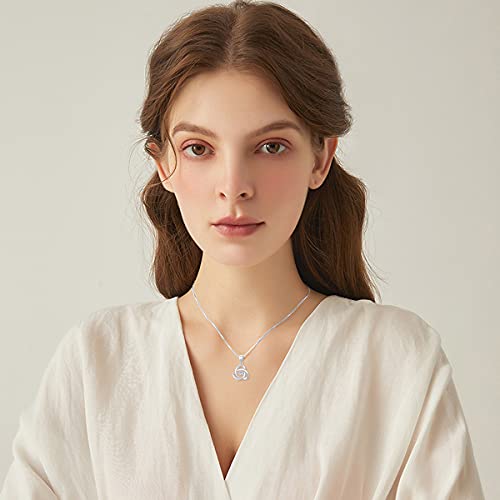 Sisgem 18K White Gold Jewelry For Ladies, Love Knot Pendant Necklace For Women, Gifts For Her, 18 Inch #TOP2