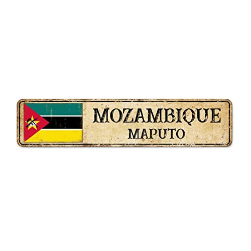 Aluminum Sign Capital City Of Mozambique Maputo Street Sign Country City Tin Plaque Plate Retro Vintage Custom Metal Sign For Home Bar Wall Art Decor 4X18 Inch #TOP1