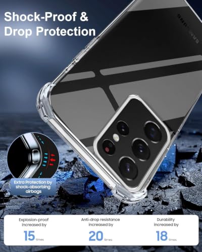 Image of Jkobi Back Cover for Samsung Galaxy S21 Ultra 5G (Shockproof Crystal Clear Anti Yellow Case | Drop & Camera Protection | Hard Polycarbonate)