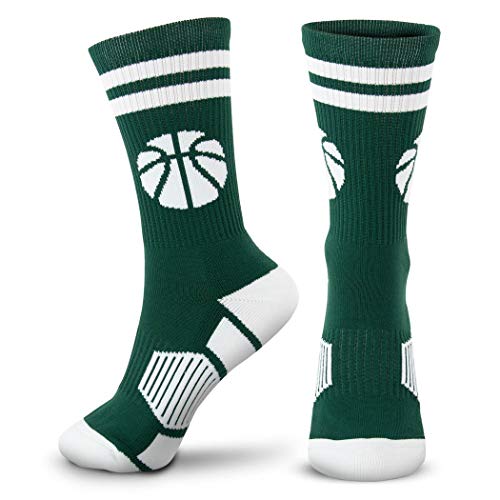 Image of ChalkTalkSPORTS Basketball Socks - Cushioned Mid-Calf Crew - Youth & Adult | Moisture-Wicking Performance Blend, Athletic Basketball Gear, Stay-Up Technology, Arch Support, Breathable, Boys and Men