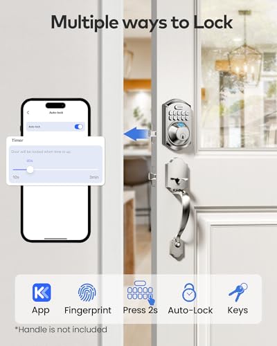TEEHO TE012W WiFi Smart Lock, Fingerprint Door Lock with Built-in Wi-Fi, Keyless Entry Keypad Smart Deadbolt, App Remote Control, Alexa Compatible, IP55 Waterproof for Front Door – Satin Nickel thumbnail 8