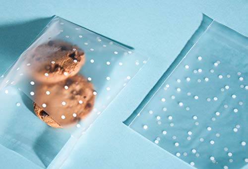 200 Pcs Self Adhesive Cookie Bags Cellophane Treat Bags Thank You Cookie Bags for Gift Giving with Stickers(4x4in)