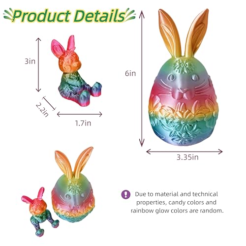 JimZePong 3D Printed Easter Eggs with Bunny Inside, Prefilled Easter Bunny Egg Alternative, 3D Printed Articulated Rabbit Surprise Egg for Easter Hunt, Baskets & Spring Decor (1Egg，1Bunny)
