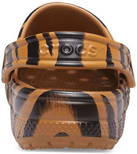 Image of Crocs unisex adult Classic Animal Print | Zebra and Leopard Shoes Clog, Dark Gold /Zebra Print, 13 Women 11 Men US