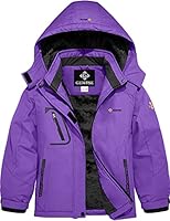 GEMYSE Mädchen Skijacke wasserdicht Winterjacke winddicht Fleece Schneeanzug warm mit Kapuze für Outdoor(Lila,116-122)