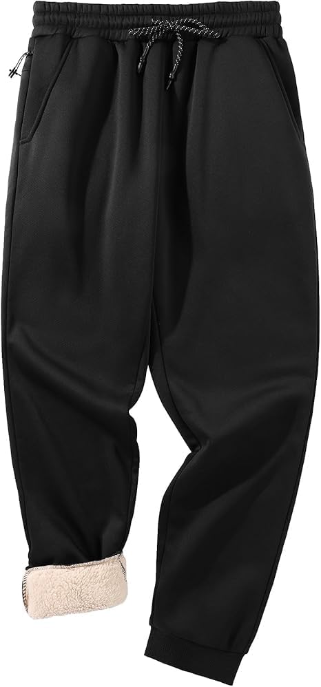 SECOOD Men's Fleece Winter Pants Sherpa Lined Active Warm Sweatpants Drawstring Elastic with Pockets