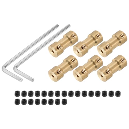 QUARKZMAN - QUARKZMAN Accouplement Rigide de 2 mm à 2,3 mm, Longueur de 20 mm, Diamètre de 9 mm, en Laiton M3 pour Imprimantes 3D, Couleur Cuivre, avec 6 Pièces d'Accouplement, 24 Vis et 2 Clés