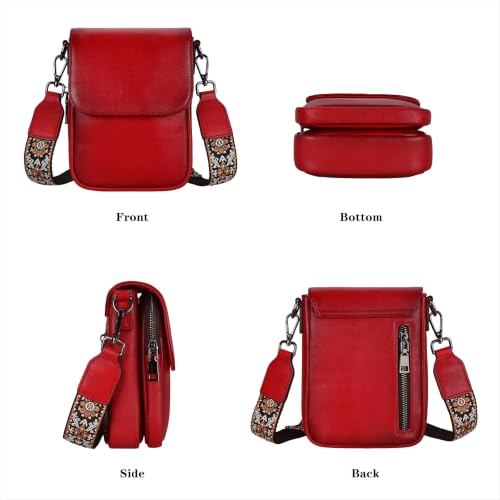 Image of HESHE Small Leather Crossbody Bag for Women RFID Phone Purse with Card Slot | Anti Theft,Genine Leather,Wide Adjustable Strap,Multi-Pocket Fits 6.9 inch Phone Trendy Shoulder Cross Body Bag for Daily,Travel