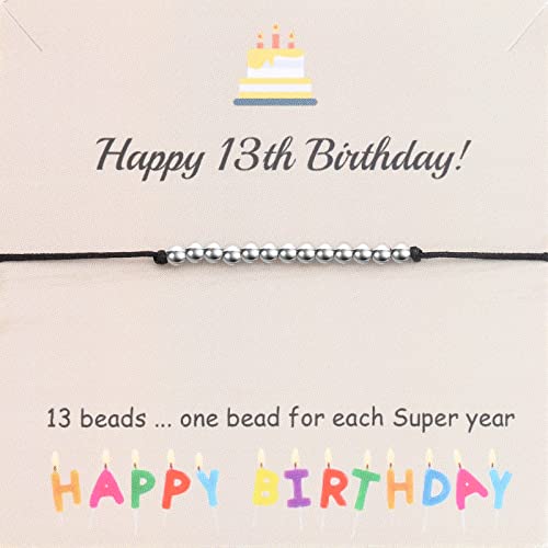 FUSTMW 13 Birthday Bracelet for Girls 13 Year Birthday Gifts 13 Beads Bracelet for Teen Girls Daughter 13th Birthday Jewelry