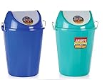 ARISTO Swing Lid Garbage Waste Dustbin with Metal Side Handle 25 LTR (Green & Blue) COMBO