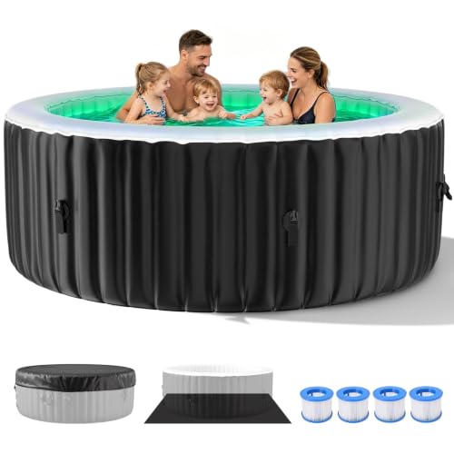 Meulbaty 71-Inch Round Inflatable Hot Tub with LED