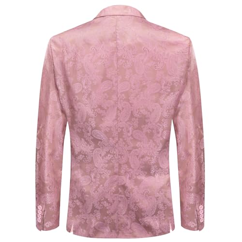 Hi-Tie Pink Mens Blazer Jacket Casual Sport Coats for Men One Button Silk Men's Suit Jackets Paisley Tuxedo Jacket Men2