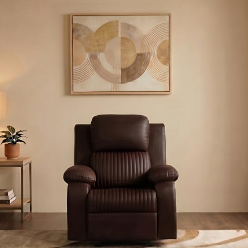 Image of Seventh Heaven Miami 1 Seater Recliner | Single Sofa Chair for Living Room Comfort | Ergonomic Design (Leatherette - Brown)