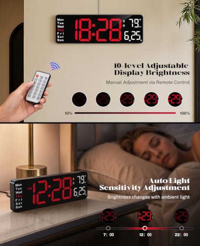 Image of Digital Wall Clock for Classroom, 13 inch Digital Clock Large Display