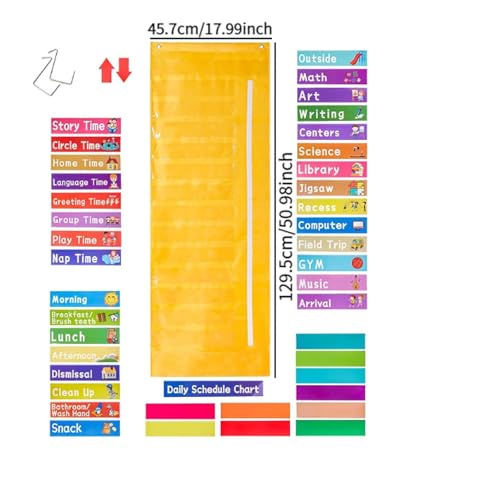 shamjina Gráfico de bolso de programação diária Gráfico de sala de aula Fácil de usar, decoração Bol