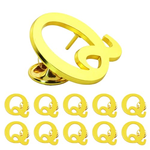 Image of 10Pack A-Z 26 Letters Pins Brooches Silver Plated Metal Broaches Pins-GOLD Initial Breast Brooch pin Tack Name Personalized Gifts for Women Men