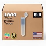 Evo Plastics 1000 Count Clear 116mm Pop Top Tubes – BPA-Free, Airtight Vials for Safe Storage – Made in the USA