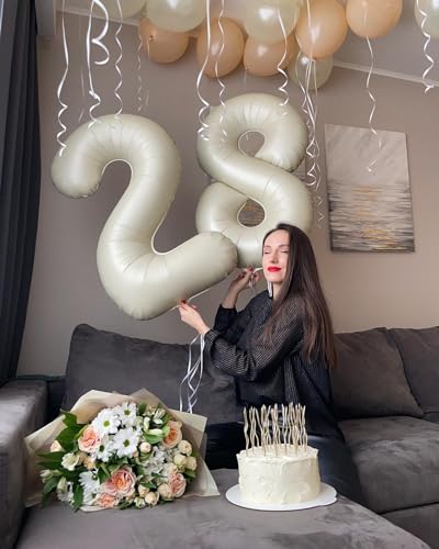 Image of Cream 8 Balloon, Number Balloons 40 Inch, Cream 8th Birthday Decorations, Birthday Balloons Party Supplies, Number 8 Balloon