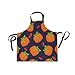 DOMIKING Damen-Schürze, orangefarbene Kürbisse, Halloweenschürze, Unisex, mit Taschen, verstellbarer Hals, zum Kochen, Backen, Gartenarbeit