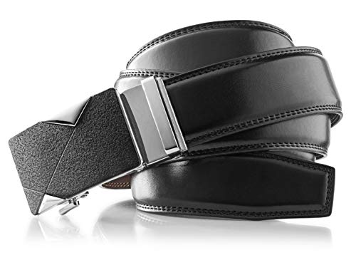 Roxoni Men’s Genuine Leather Ratchet Dress Belt with Automatic Solid Gloss Buckle, Enclosed in an Elegant Gift Box2