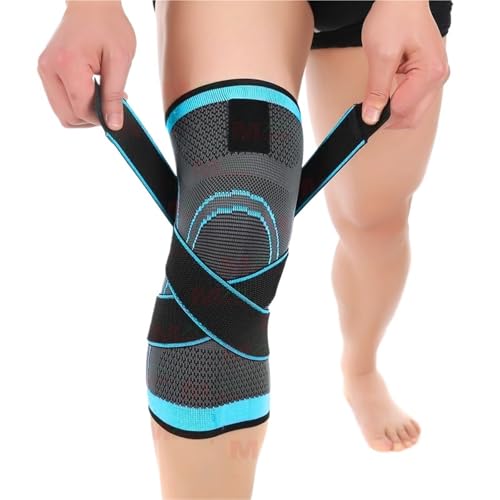 CHYLMAPHEN 2pcs Sports Fitness Knee Pads Support Bandage Braces Elastic Nylon Sport Compression Sleeve for Basketball for Volleyball Football Dance Yoga Tennis Running(Blue,XXXL)