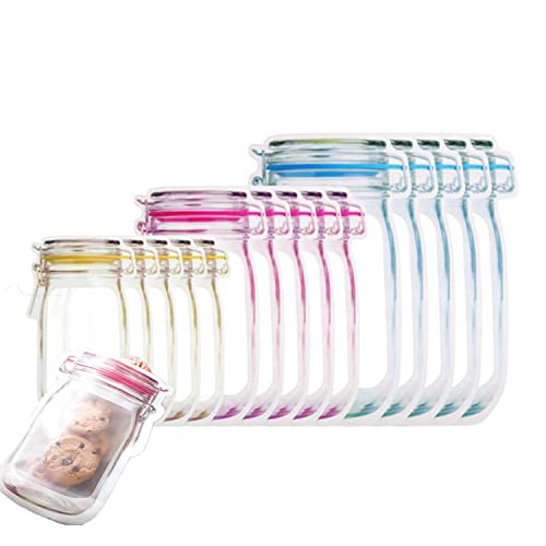 Image of Mason Jar Bottles Bags, Ziplock Bags for Fridge Storage, Bottle Shape Storage Pouch, Mason Jar Bottle Bags Plastic Storage Pouch Airtight Seal Storage Bags Leakproof Food (15)
