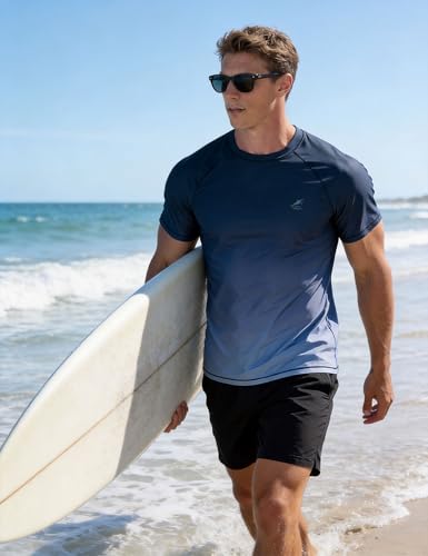 Image of Men's Swim Shirts Rash Guard UPF 50+ UV Sun Protection T-Shirt Quick Dry Fishing Beach T Shirts