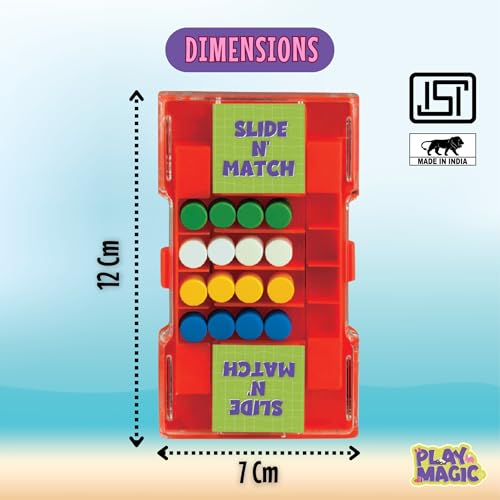 Image of PlayMagic Slide N' Match Portable Pocket Puzzle Game|Strategic Thinking & Problem-Solving Mini Game|Exercise Brain & Boost Cognitive Skills|Indoor-Outdoor Toy|Birthday Gift for Kids 5yr+|Made In India