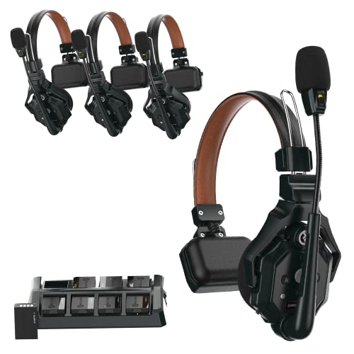 Hollyland Solidcom C1 Pro Full Duplex ENC Wireless Intercom Headset System,Support 4-Person 1100ft Team Communication with PTT Mute,Noise Cancellation,10-Hour Battery Life