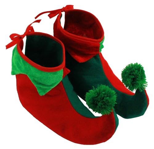Elf Shoes - Adult Boots With Curly Toes - Christmas Fancy Dress Shoe Accessory for Santa's Little Helper Elves