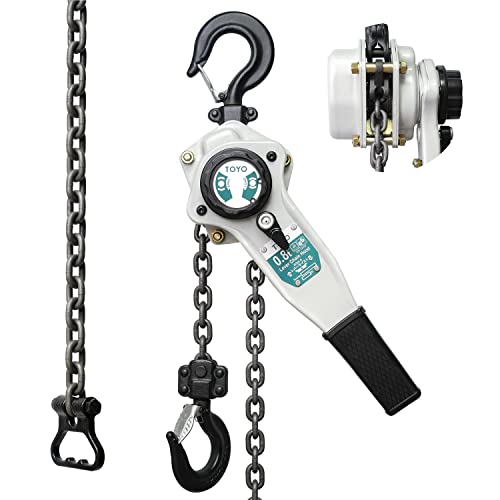Image of TOYO Lever Chain Hoist 1750Lbs 10ft,Chain Come Along 0.8T 10Ft Ratchet Chain Puller Hoist Alloy Steel G80 Chain 2 Heavy Duty Hooks for Building Warehouse Automotive Garages Machinery (1750LB 10FT)