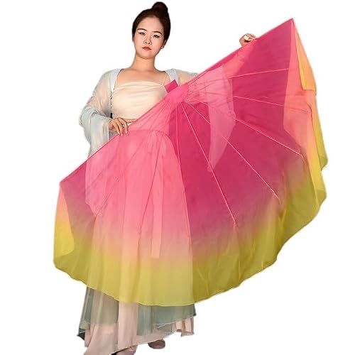 DMLAYHP Belly Dance Fan Fan Opening Stage Props Chiffon Dance Performance Flowy Long(6)