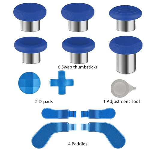 Image of Lierhyt Elite Series 2 Accessories,Gaming Metal Replacement Kit,Includes 4 Elite 2 Controller Paddles,6 Swap Joysticks,2 D-Pads,1 Adjustment Tool and Button Organizer (Blue)