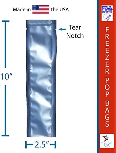 PackFreshUSA: Silver Freezer Pop Bags - Premium Quality - Pre-Cut - BPA Free - Heat Sealable - Commercial Grade - Vacuum Sealer - Disposable - DIY Popsicles - Made in USA - 100 Pack image 8
