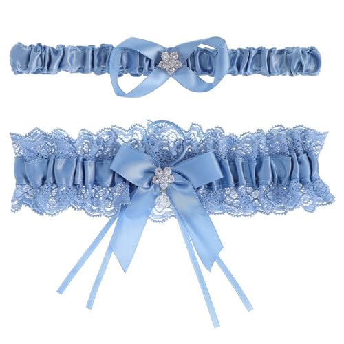 2 Stück Blau Strumpfband für Braut,Strumpfband Hochzeit mit Blau Spitze,Brautstrumpfband,Hochzeit-Strumpfband,Bandelettes,Geschenk für...
