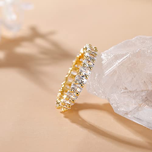 SHINYSO Wedding Band for Women Oval Cubic Zirconia Love Ring Engagement Stackable Promise Rings for Her Gold/Silver Size 4-102