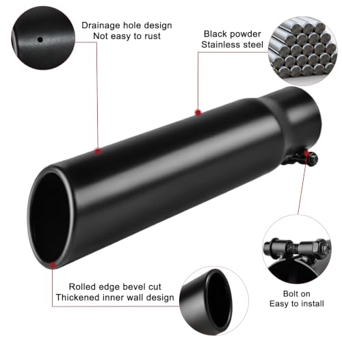 Image of 2.5 inchInlet 3 inch Outlet Slant Cut Black Exhaust Tip, 12 inch Length