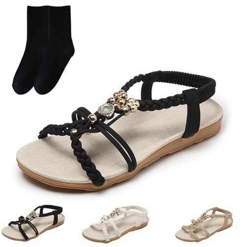 Sandales orthopédiques plates de boho pour femmes avec bride arrière