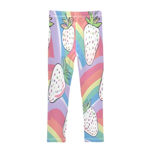 Toddler Girls Leggings Printed Yoga Pants Leggings White Strawberries Cartoon Rainbow for Kids2