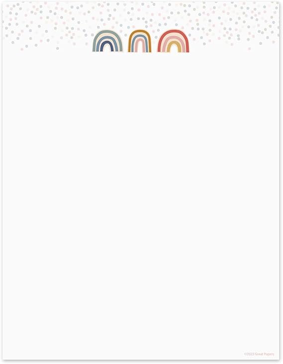Modern Rainbow Letterhead / 50 Sheets / 8.5" x 11" Pastel Rainbow Themed Paper/All Occasion Baby Shower Birthday Decorative Stationery