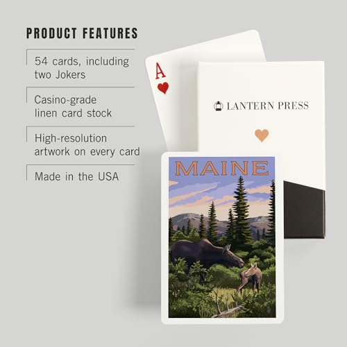 Lantern Press Maine, Moos y Cría, 52 Cartas Póker miniatura 3