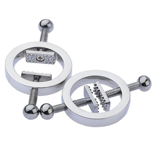 GDUPK Nipple Clip Clamps for Women Men Circular Adjustable Body Clamp Weight Metal Nipple Clamps Non-Piercing Nipples Clips Body Jewelry (non-spring-loaded square inner)