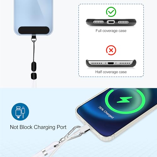Image of takyu Phone Lanyard, 2 Pack Adjustable CellPhone Lanyard Crossbody Neck Strap and 2 Pack Phone Wrist Strap with Tether Tabs for iPhone Android Smartphones White Black