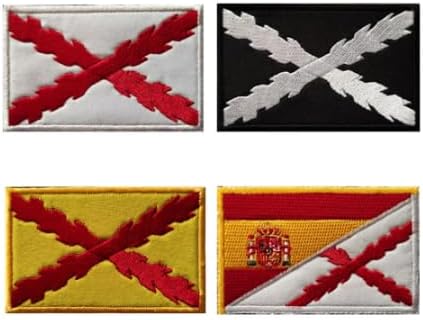 Burgundy Spanish Empire Cross International Flag Embroidery Patch Badges Backpack Outdoor Vest DIY Armband Military Applique Emblem Embroidered Badge Tactical Clothes Patches (4pc)