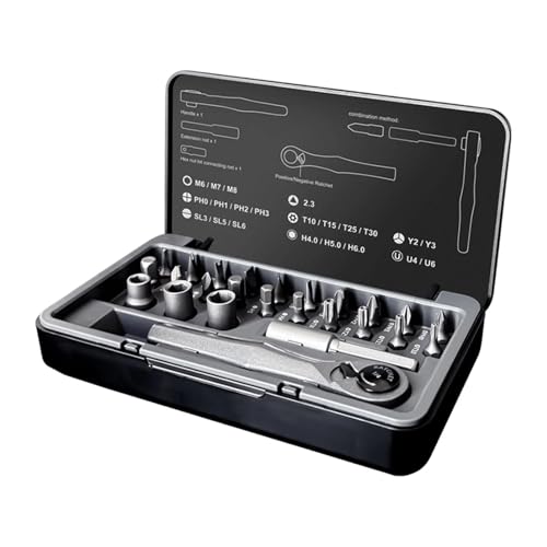 Set de destornilladores de trinquete - Herramienta De Reparación Magnética 25 En 1 Con Estuche,Kit Destornillador Múltiple Con Trinquete,Para Hombres Electricistas Automoción