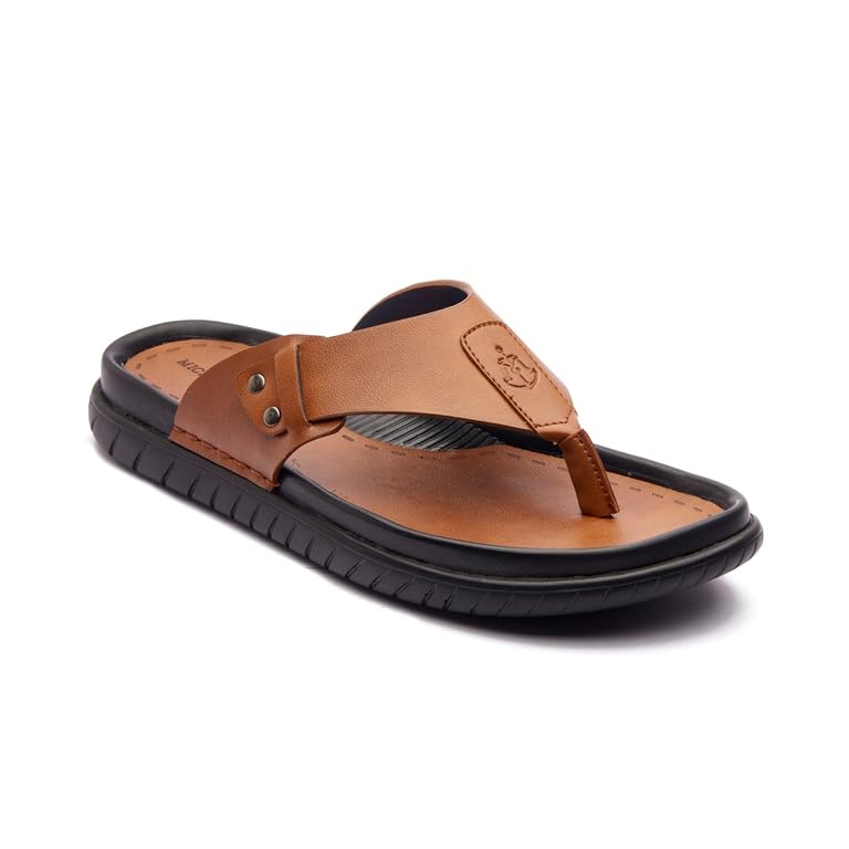 Michael Angelo Synthetic Leather Tan V Strap Sandal Comfortable Slippers for Men (B0CN2ZCN8C) Amazon Price History, Amazon Price Tracker